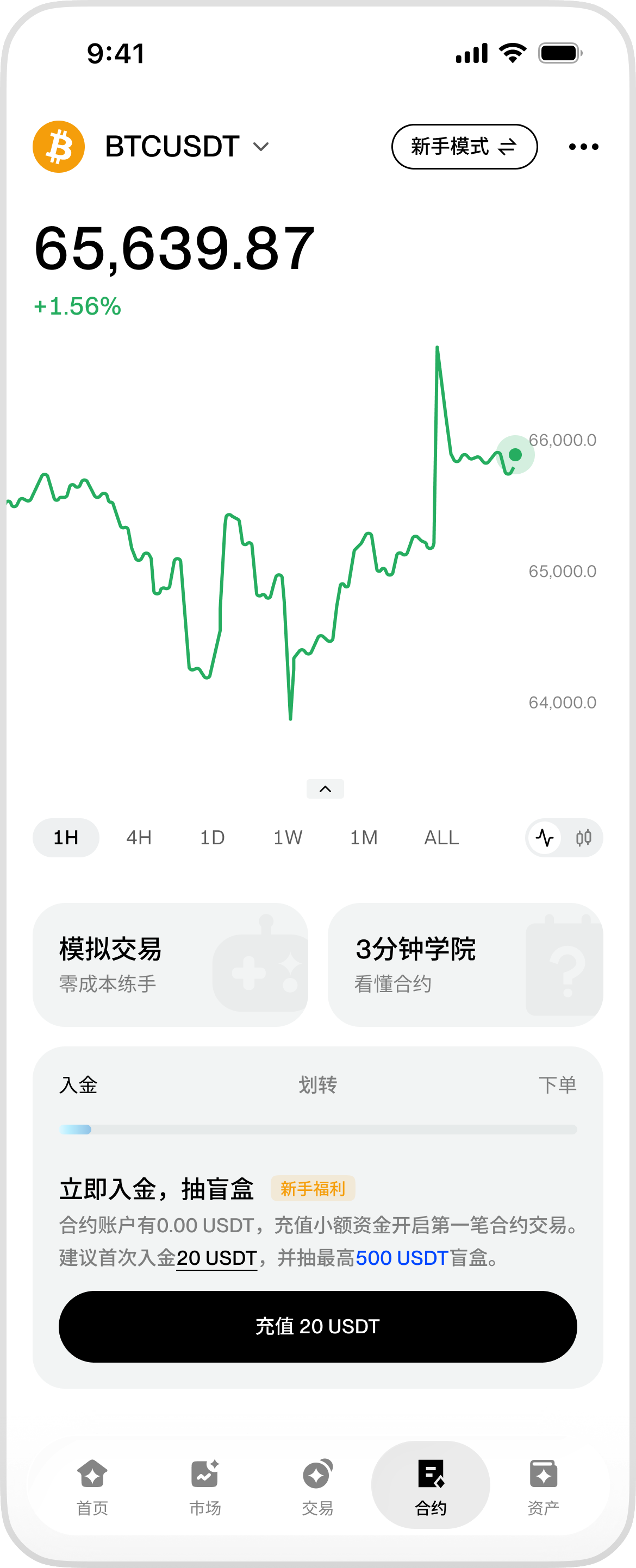 合约首页 · 入金任务态